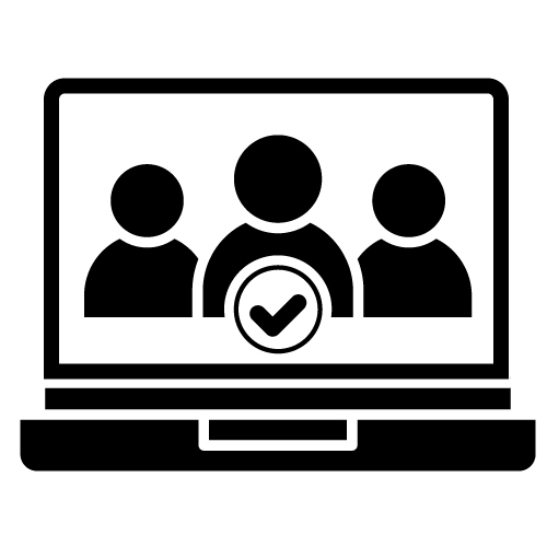 Icon of a laptop with three silhouettes